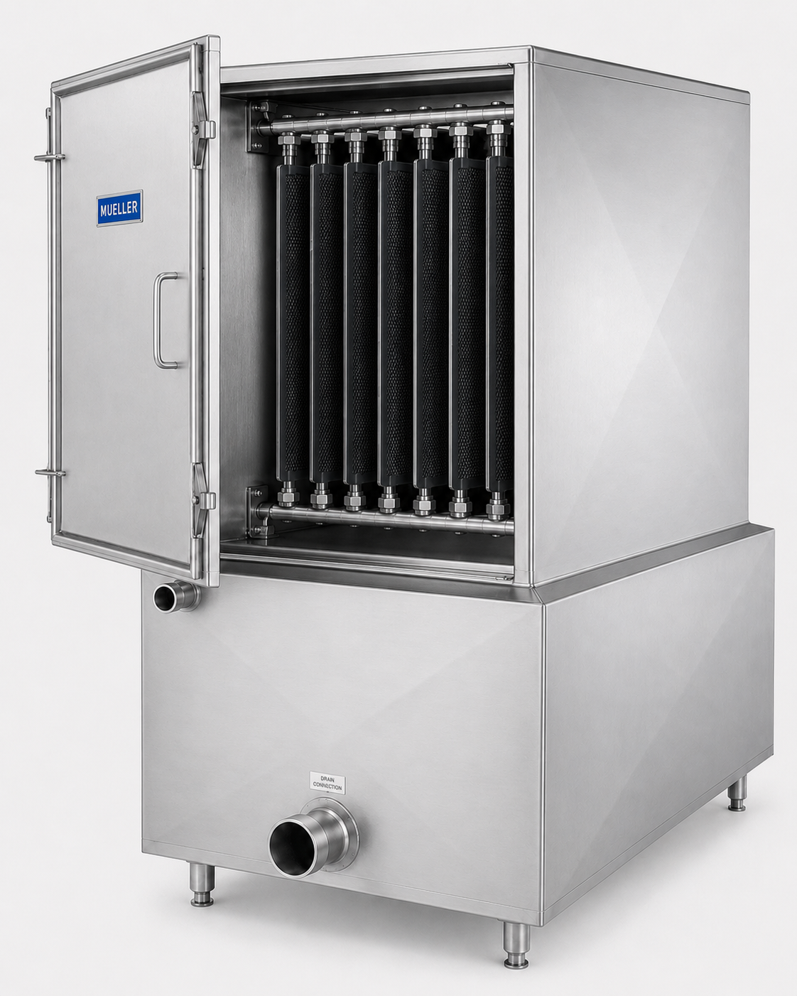 3x5 falling film chiller with Temp-Plate evaporator plates in an enclosed cabinet